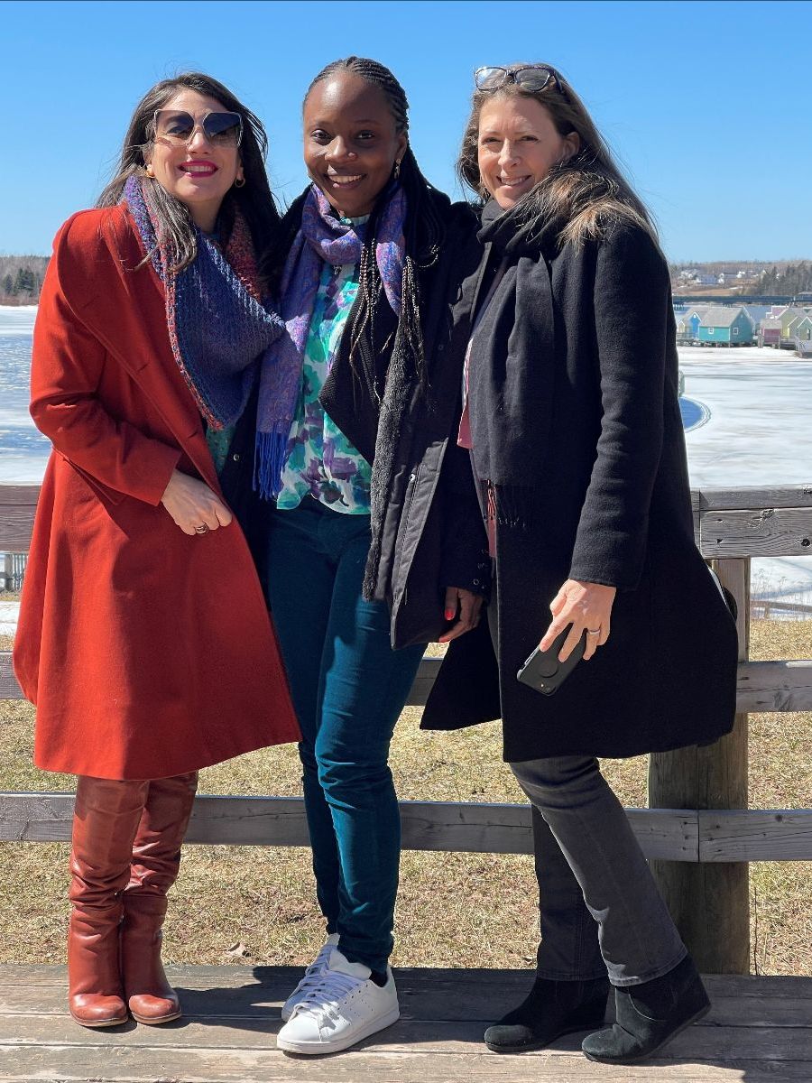 Pascale Fournier, Lydie Belporo, 2021 Scholar, and Karine Asselin, 2021 Mentor.