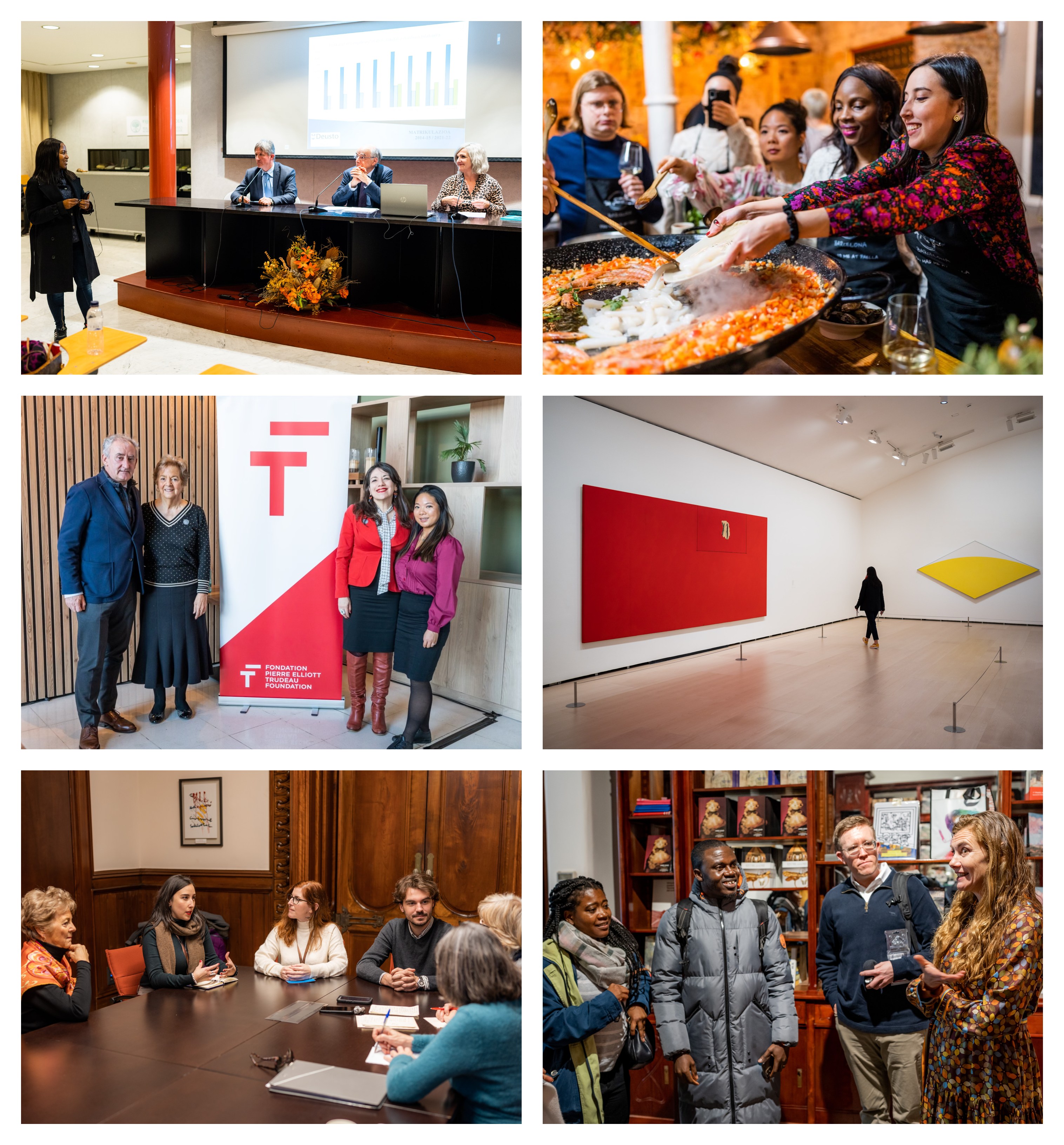 a collage of several people in a room