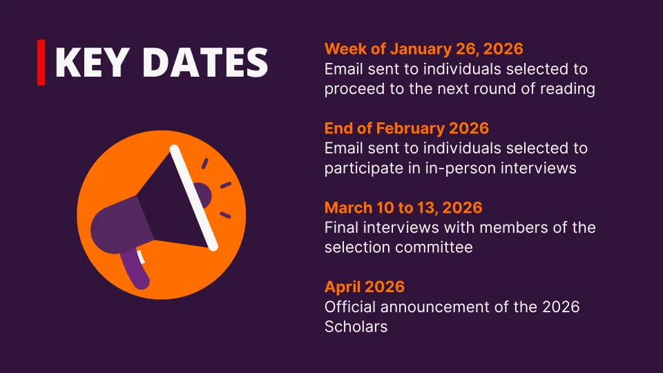 Key Dates 2026 Scholarship Competition